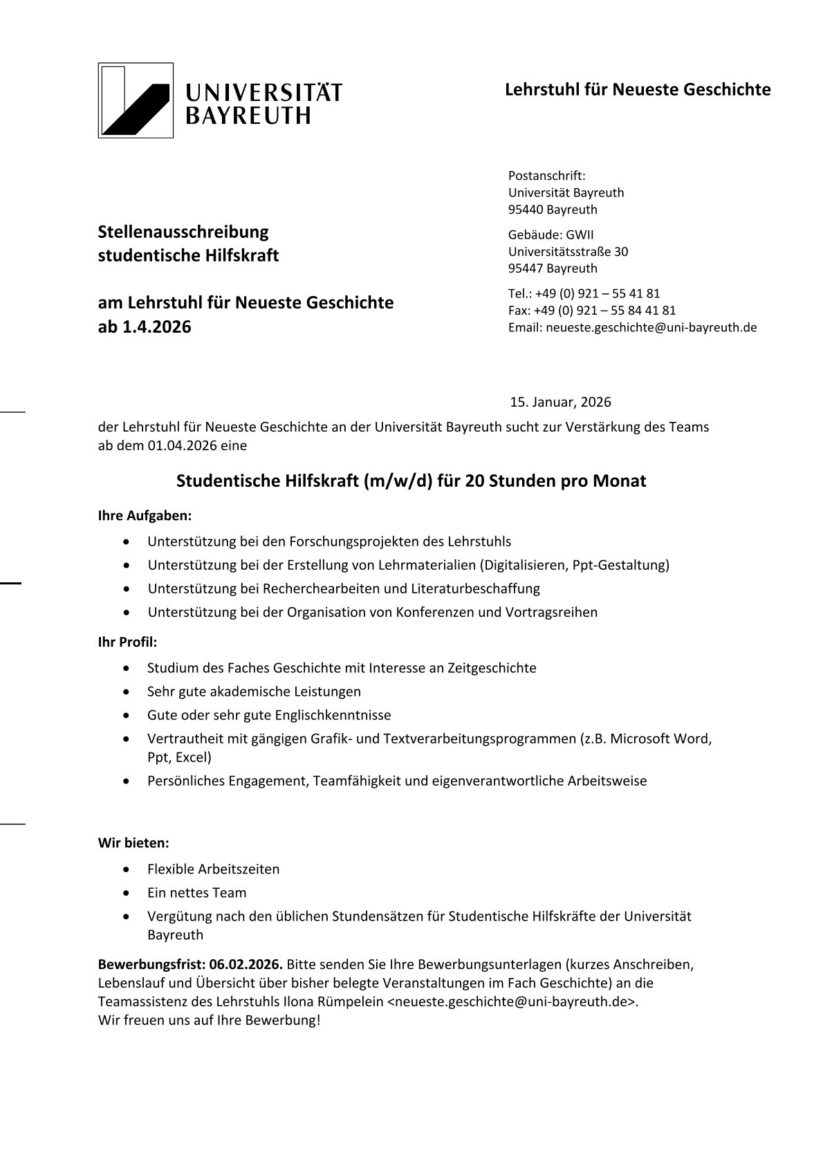 Stellenausschreibung